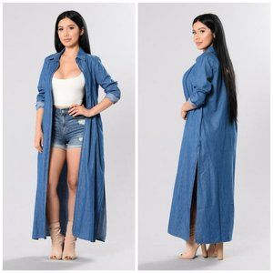 Fashion Nova Chambray Dangerous Gal Duster Jacket